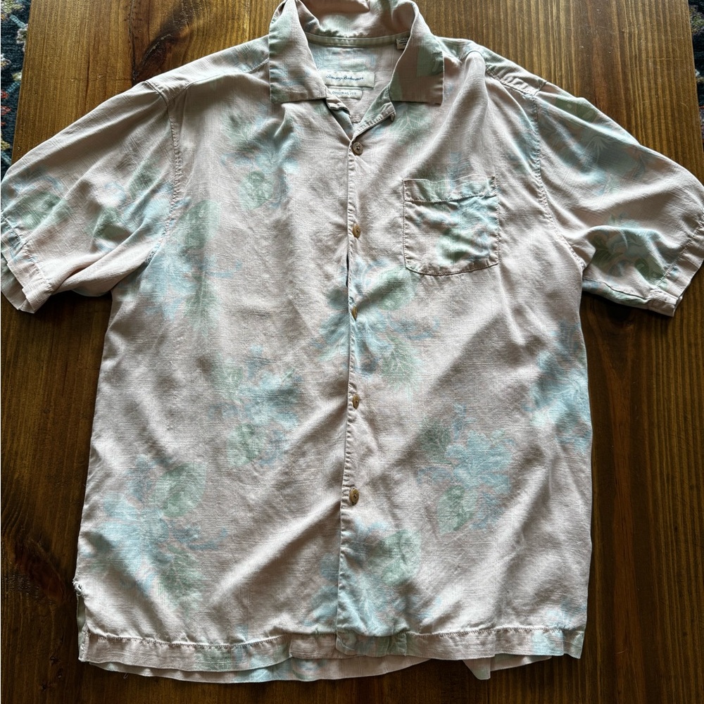 Tommy Bahama Beige and Light Blue Shirt